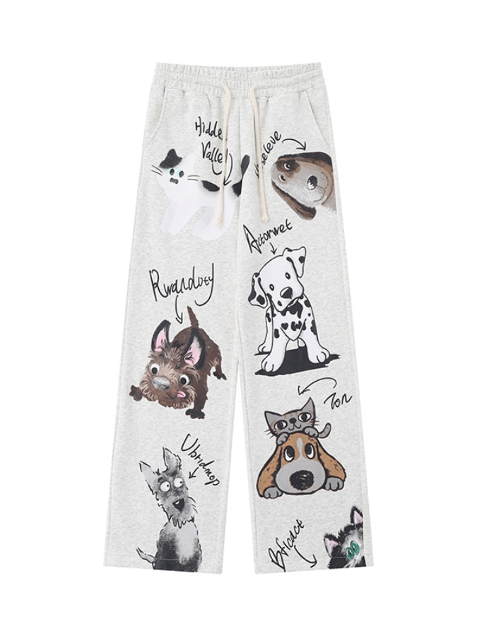 Dog illustration sweatpants X2796