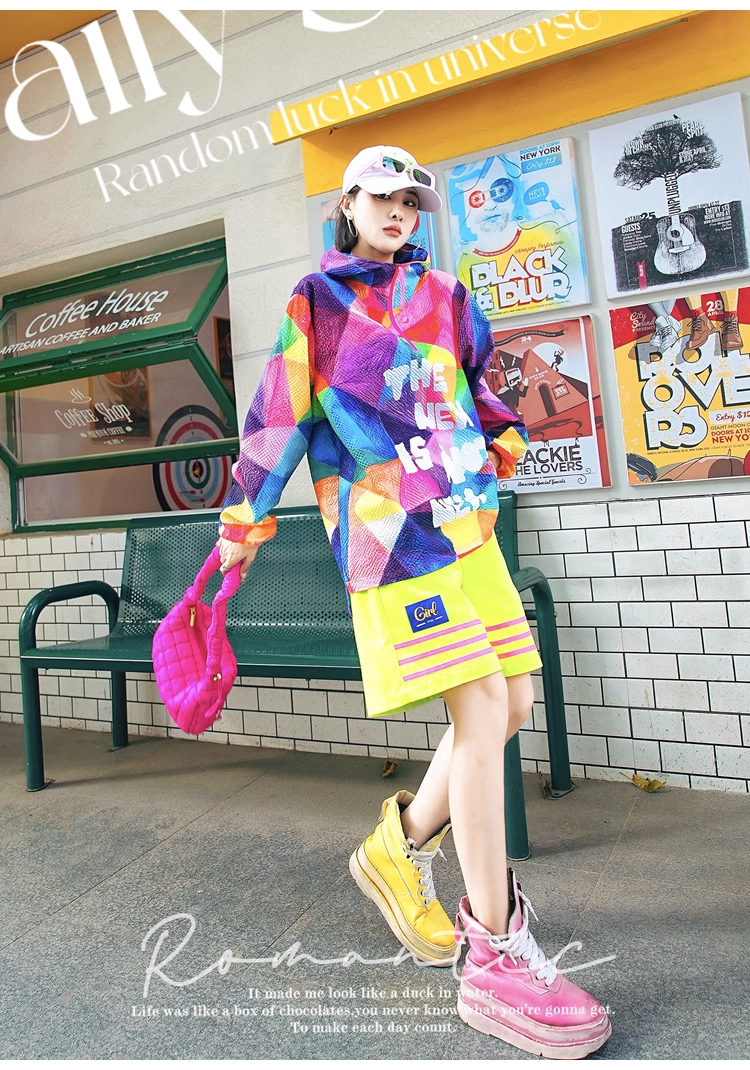 Color Letter Graffiti Hoodie　X3409