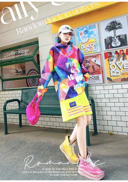 Color Letter Graffiti Hoodie　X3409