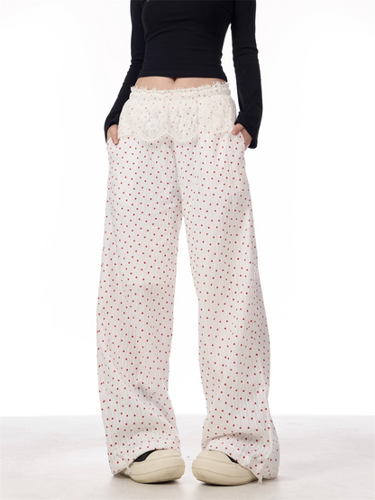 Lace Patchwork Wide-Leg Pants　X3387