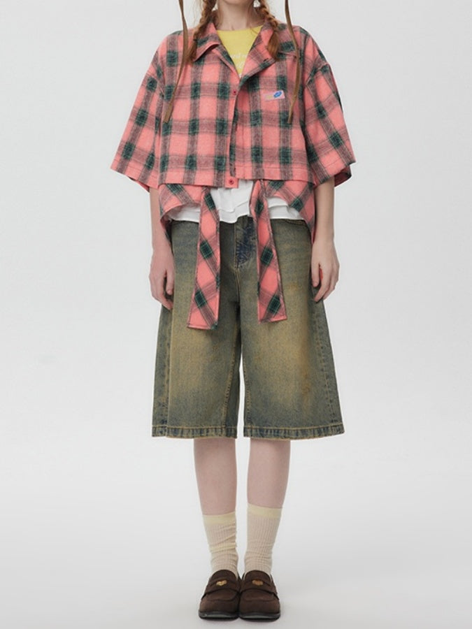 American Check Cropped Shirt X2746