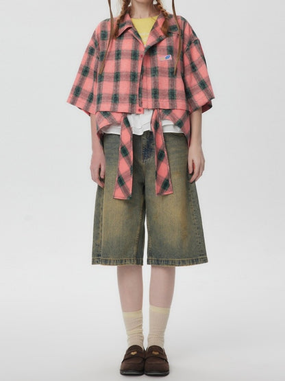 American Check Cropped Shirt X2746