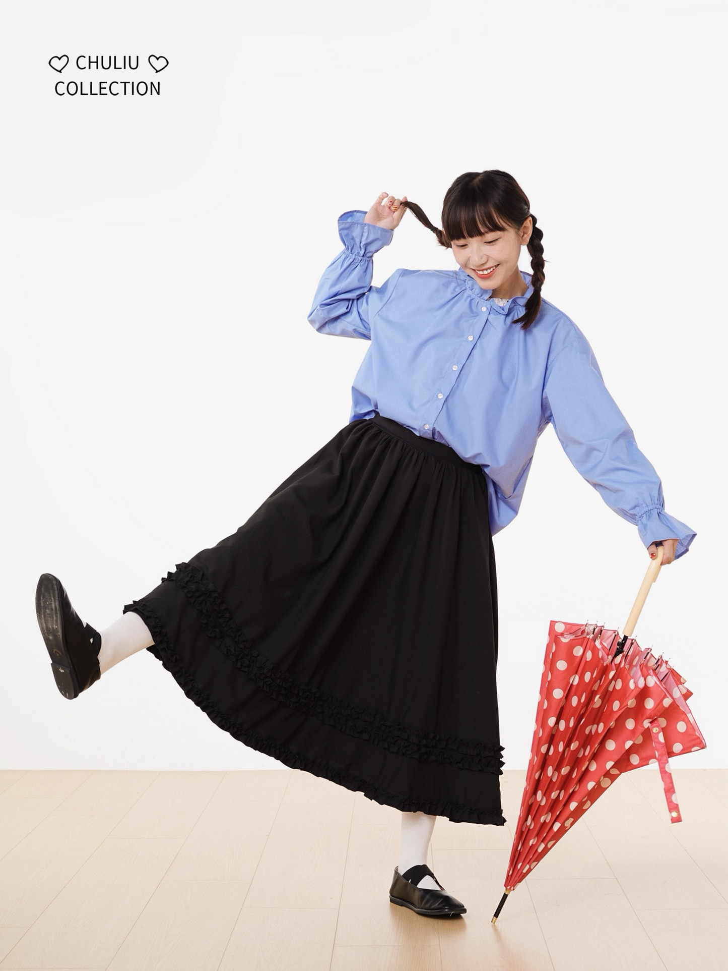 Striped BellSleeve School Style Shirt X3405