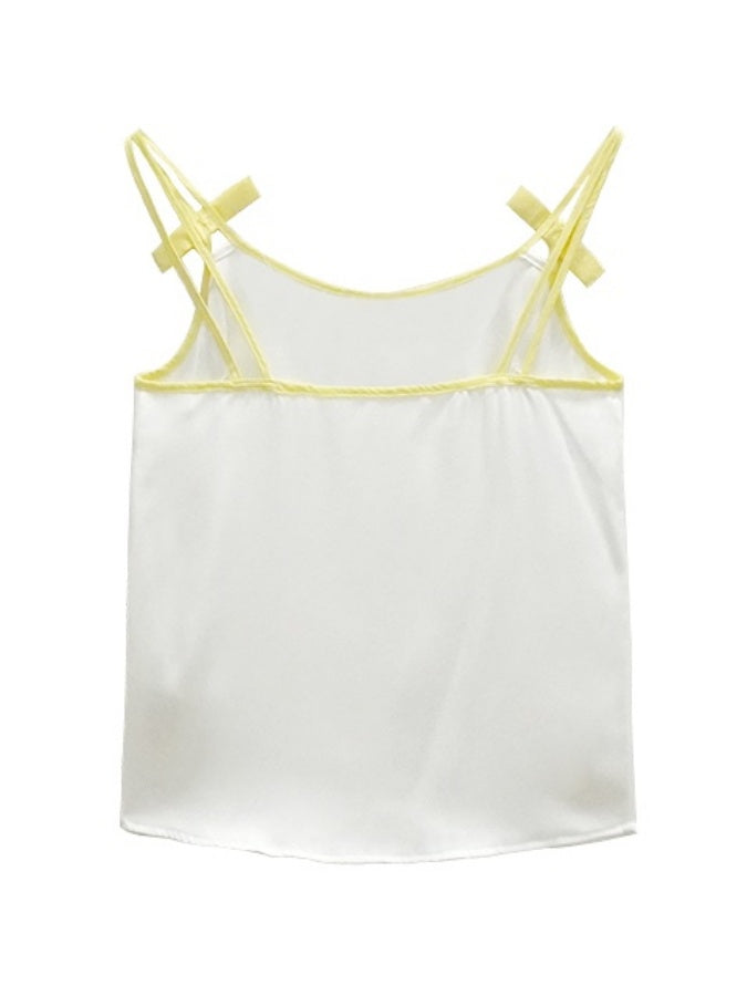 Ribbon decoration double strap camisole X2750