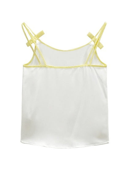 Ribbon decoration double strap camisole X2750