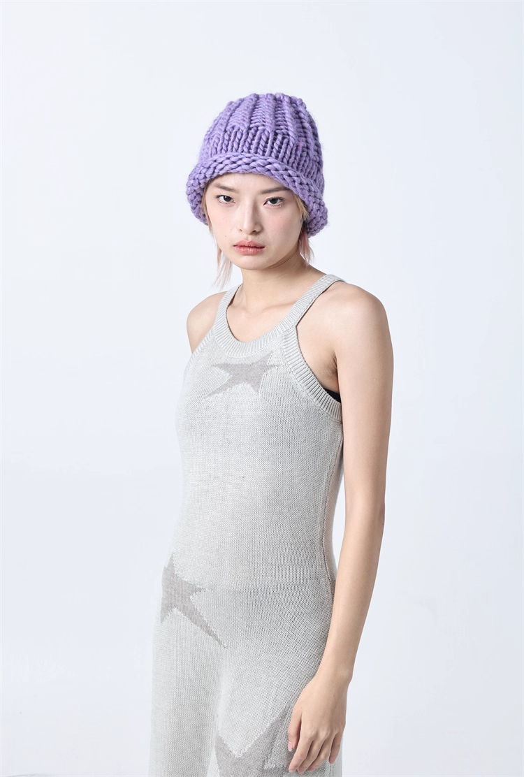 Icelandic Hand-Knitted Wool Beanie Neck Warmer　X3442