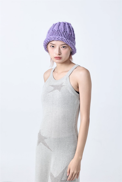 Icelandic Hand-Knitted Wool Beanie Neck Warmer　X3442