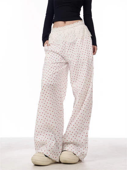 Lace Patchwork Wide-Leg Pants　X3387