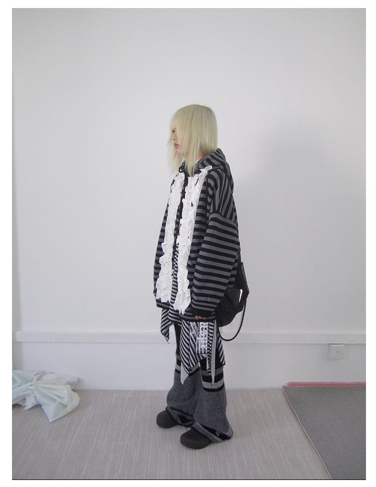 Striped Colorblock Sweat Jacket　X3421