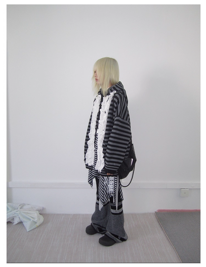 Striped Colorblock Sweat Jacket　X3421