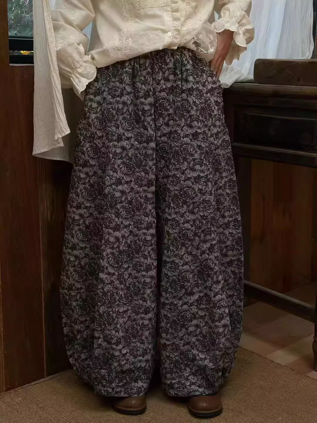 Vintage Inspired Loose Wide-Leg Lantern Pants　X3363