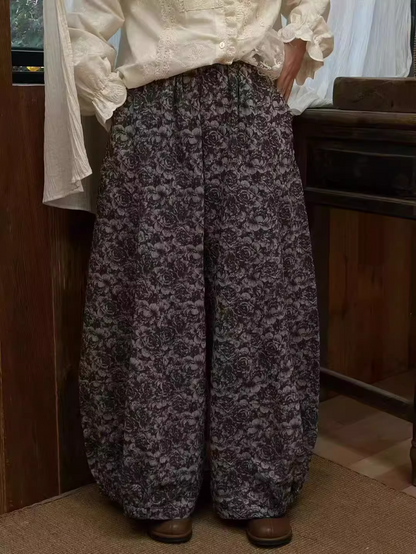 Vintage Inspired Loose Wide-Leg Lantern Pants　X3363