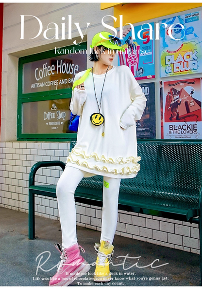 霓虹綠字母貼布羊毛緊身褲 X3412