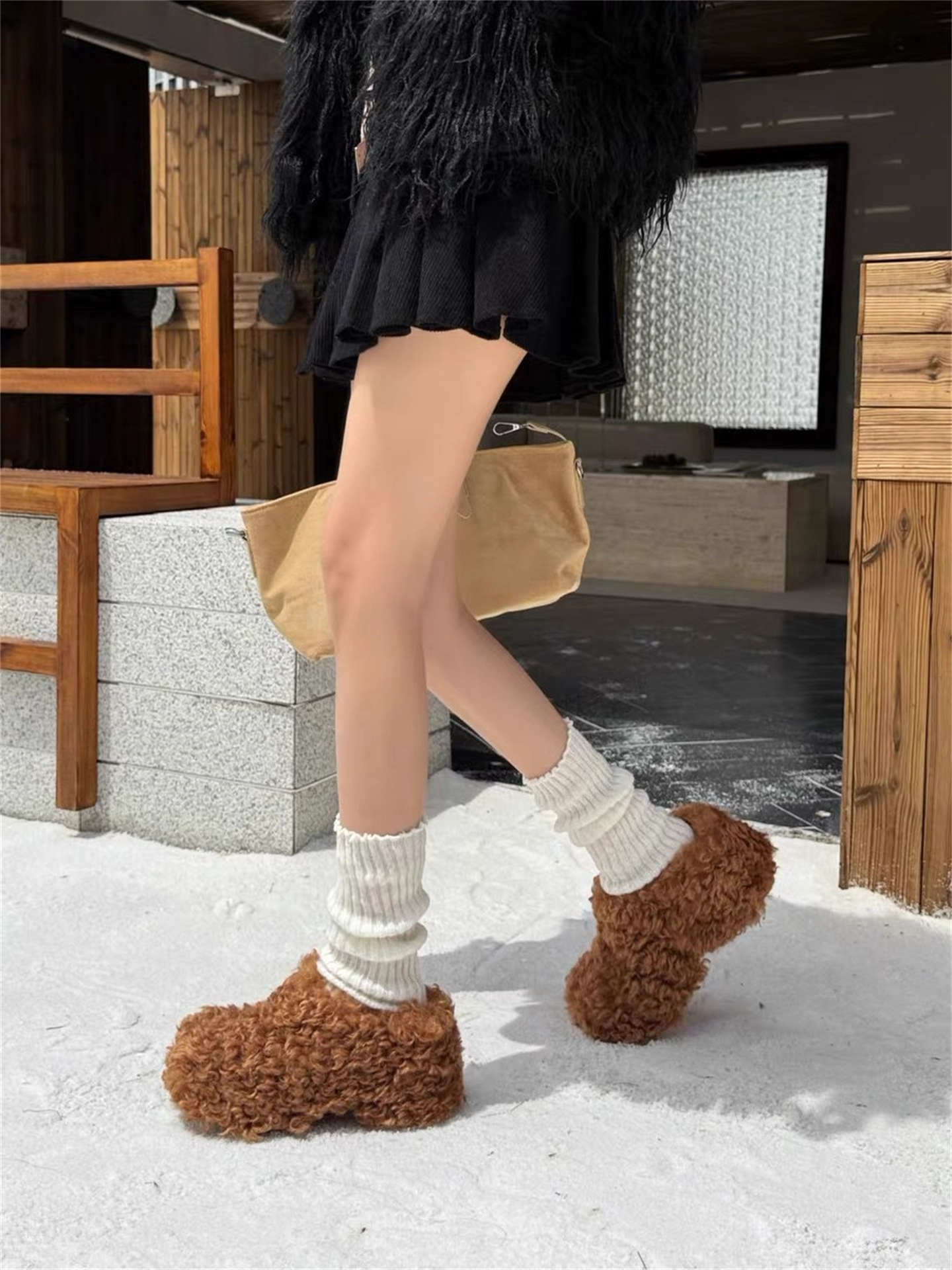 Suede Fleece Short Snow Boots　X3424