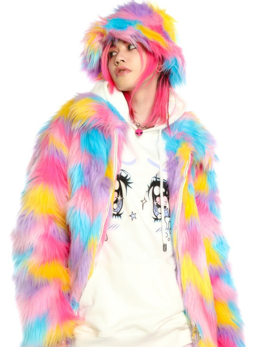 Colorful fur jacket X2623
