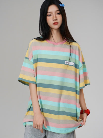 Pastel border T-shirt X2729