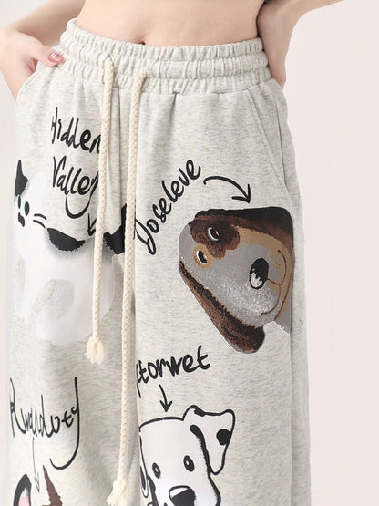 Dog illustration sweatpants X2796