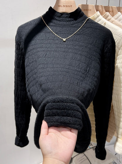 Fleece-lined half turtleneck sweater X2958