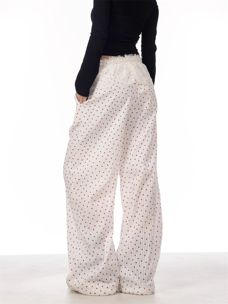 Lace Patchwork Wide-Leg Pants　X3387