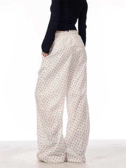 Lace Patchwork Wide-Leg Pants　X3387
