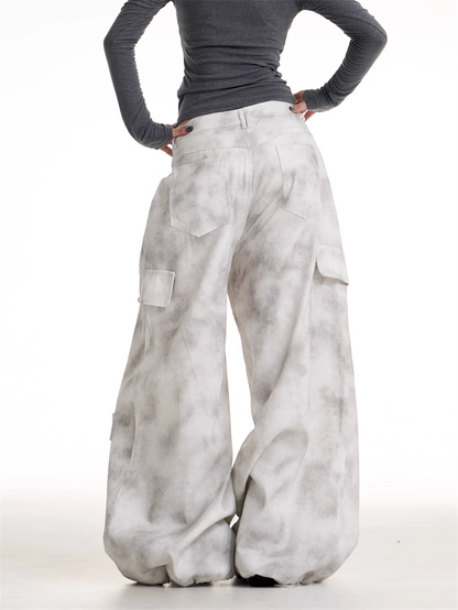 Vintage Retro Workwear Wide-Leg Pants　X3388
