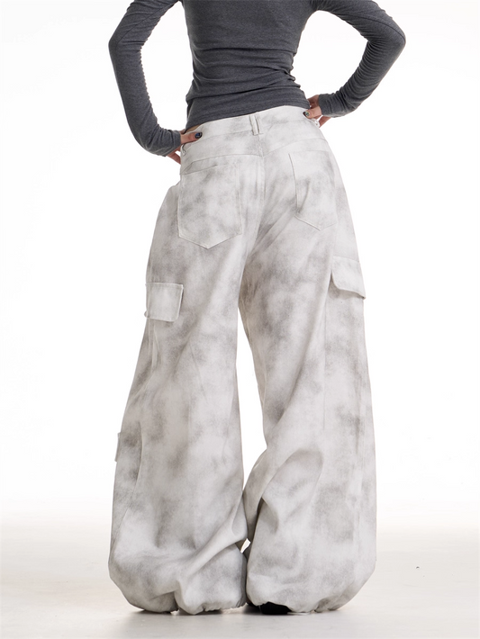 Vintage Retro Workwear Wide-Leg Pants　X3388