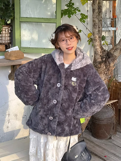 Teddy Bear Ear Plush Jacket　X3503