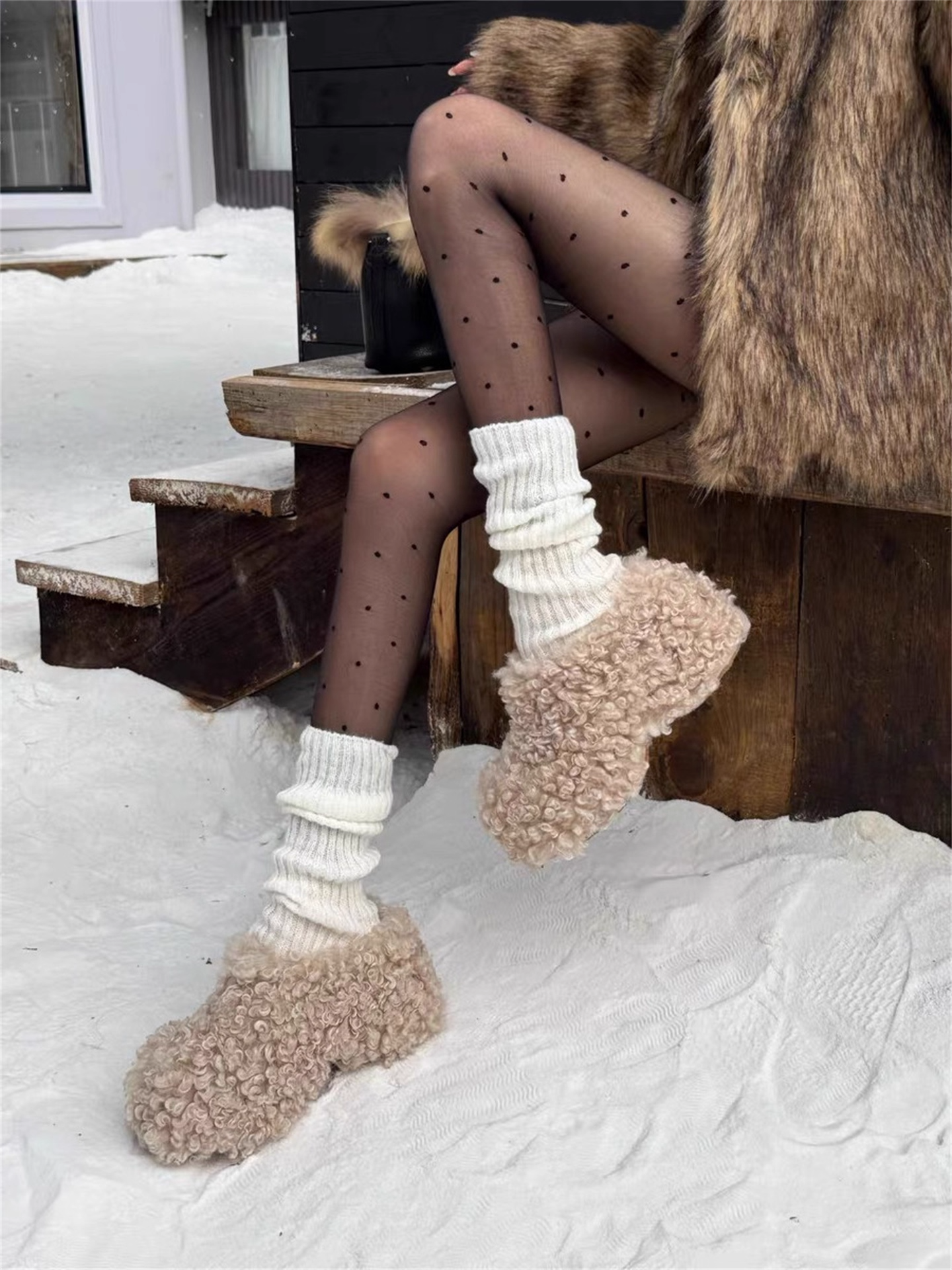 Suede Fleece Short Snow Boots　X3424