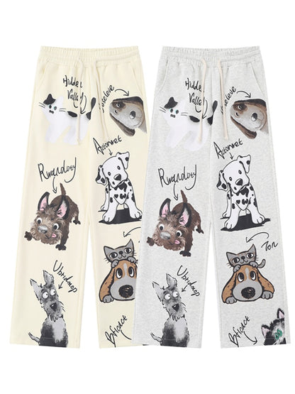 Dog illustration sweatpants X2796