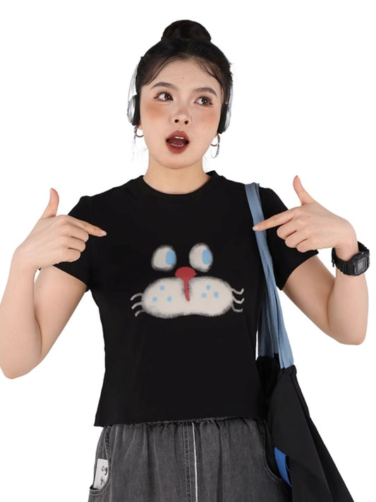 Cat face T-shirt　X2744