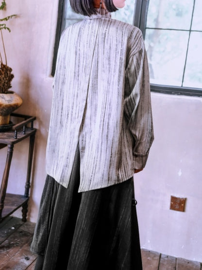 Striped asymmetrical design shirt X2831