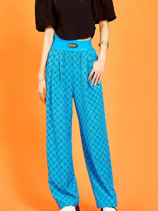 Diamond check pattern pants X2799