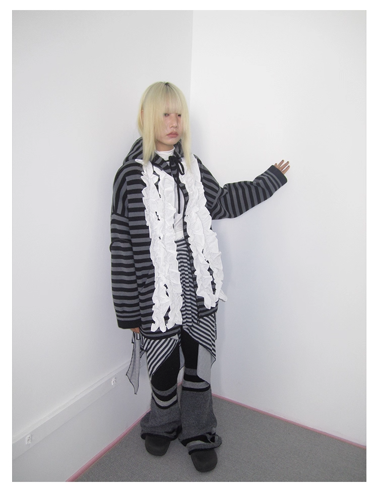 Striped Colorblock Sweat Jacket　X3421