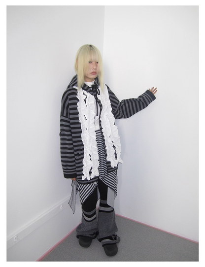 Striped Colorblock Sweat Jacket　X3421