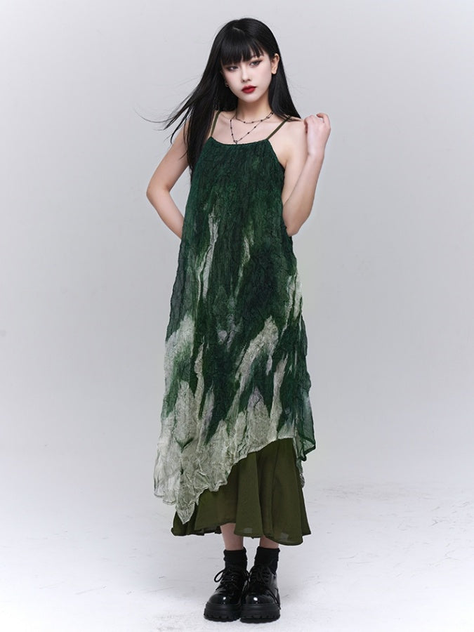 Tie-dye sheer dress X2778