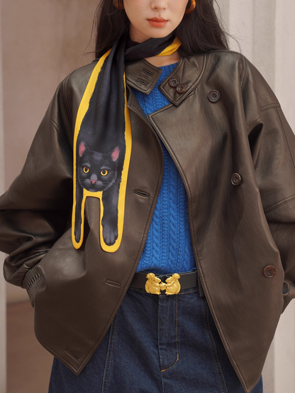 復古皮革皮帶，配雕刻松鼠扣 X3446