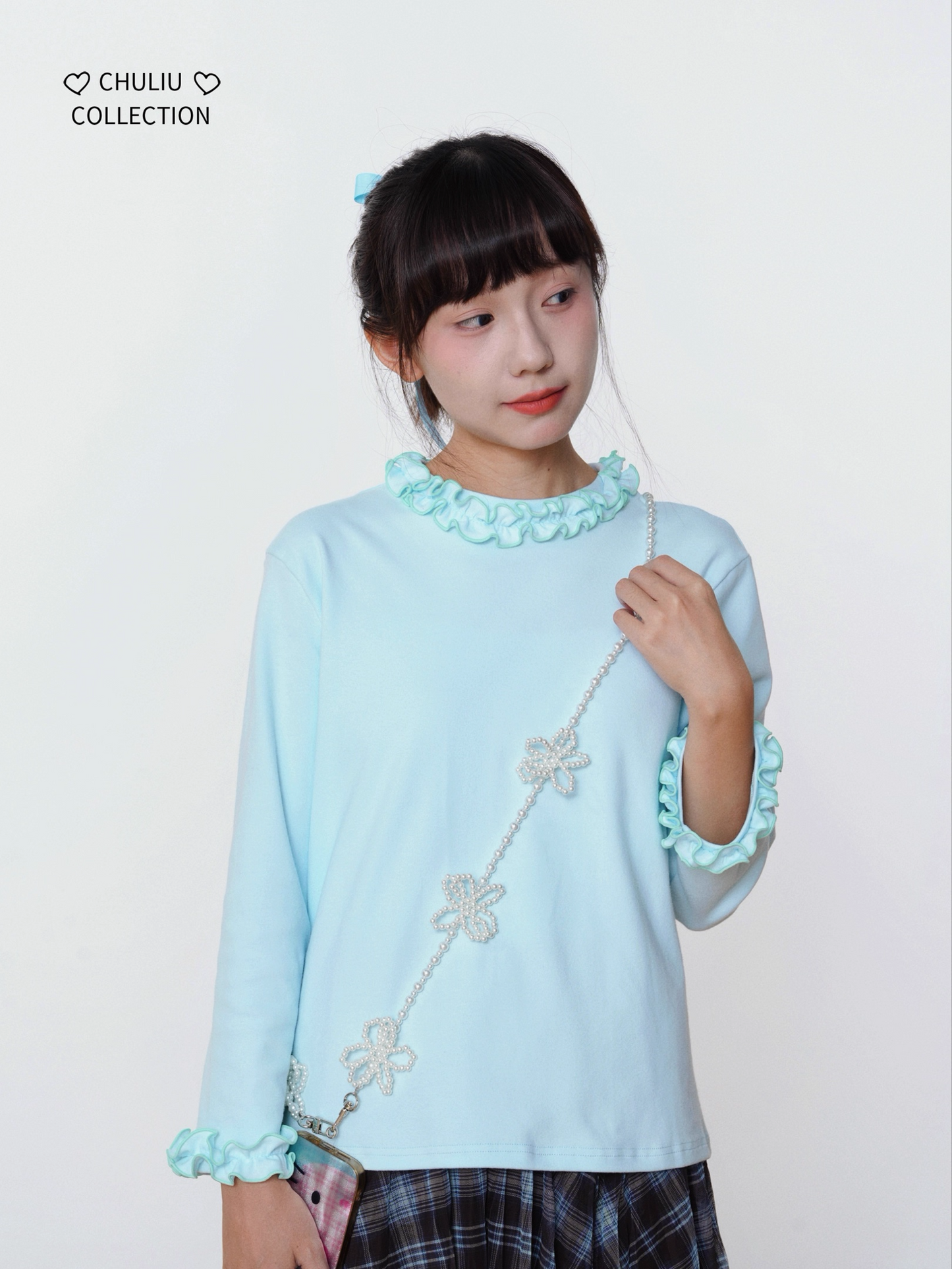 Geometric Pattern Brushed Cotton Stretch Slim Fit Top X3397