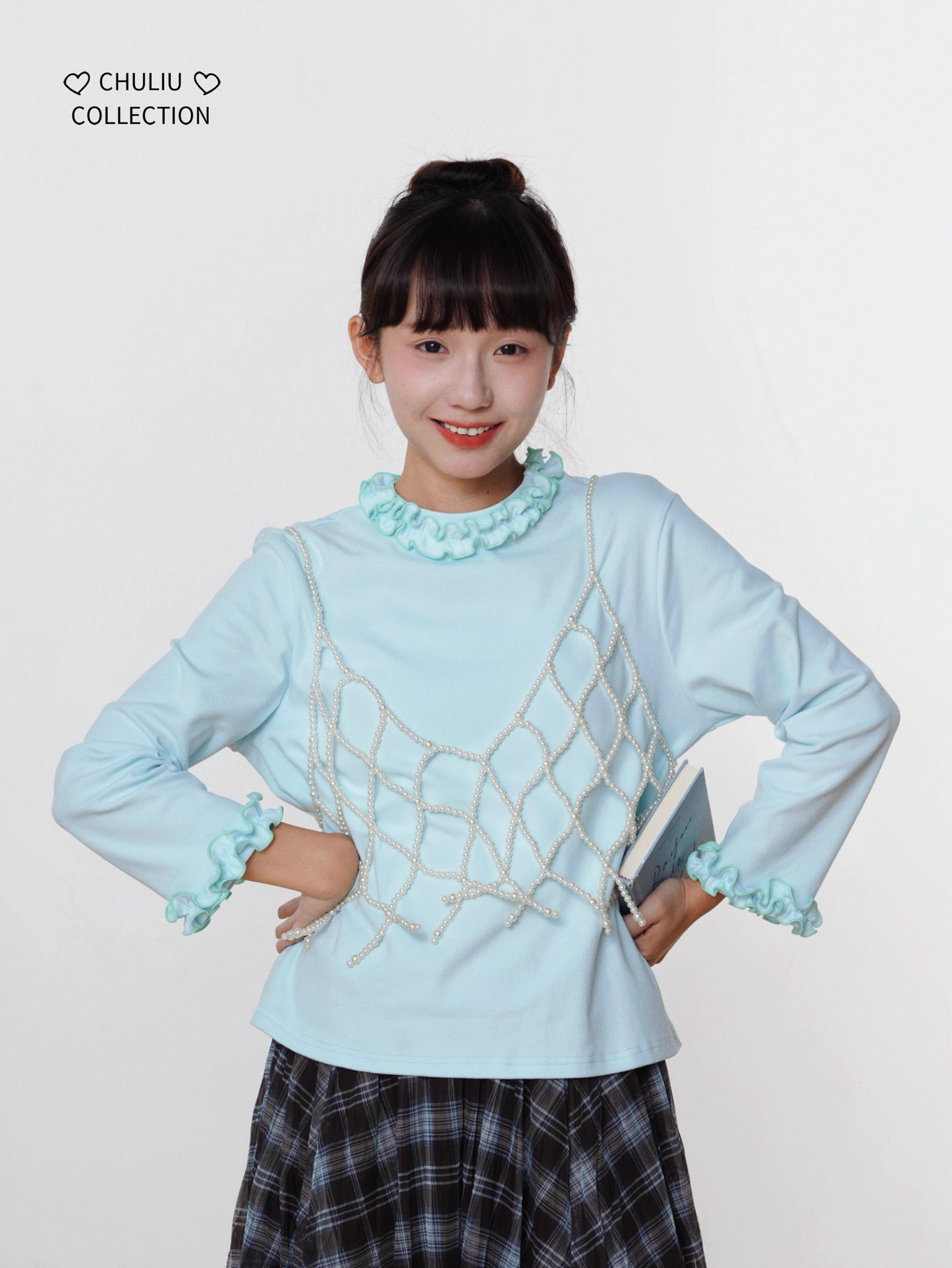 Geometric Pattern Brushed Cotton Stretch Slim Fit Top X3397