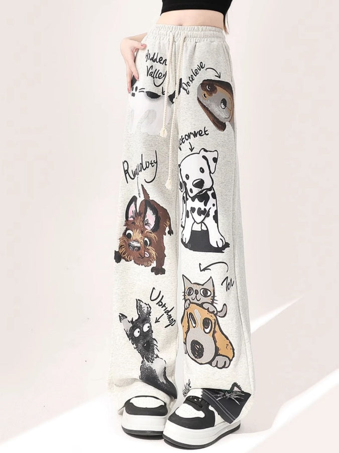 Dog illustration sweatpants X2796