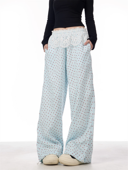 Lace Patchwork Wide-Leg Pants　X3387