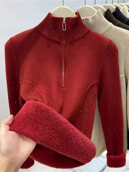 Lined Half Turtleneck Knit Sweater　X2959