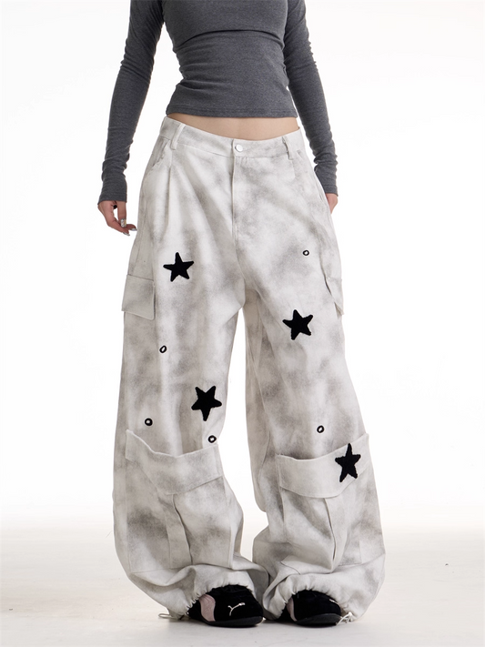 Vintage Retro Workwear Wide-Leg Pants　X3388