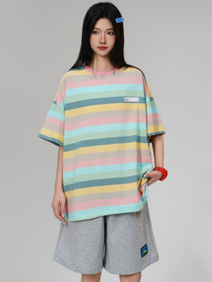 Pastel border T-shirt X2729