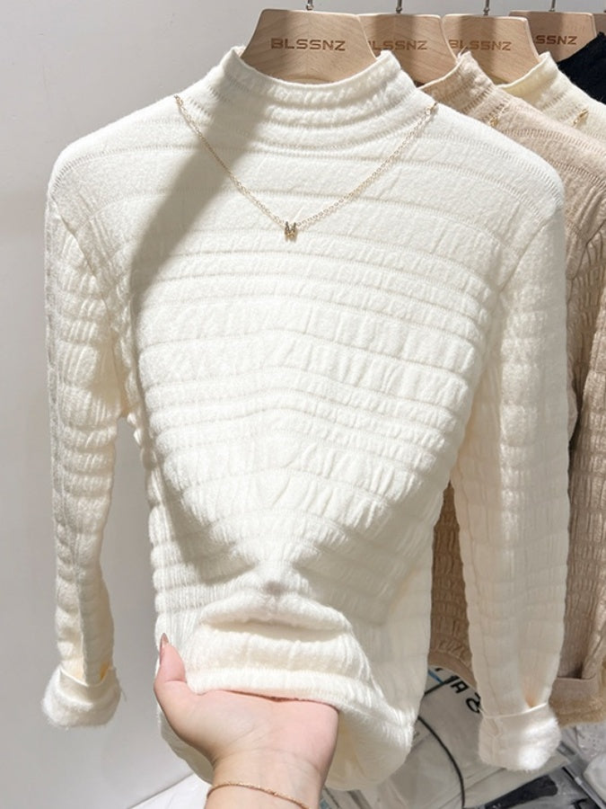 Fleece-lined half turtleneck sweater X2958