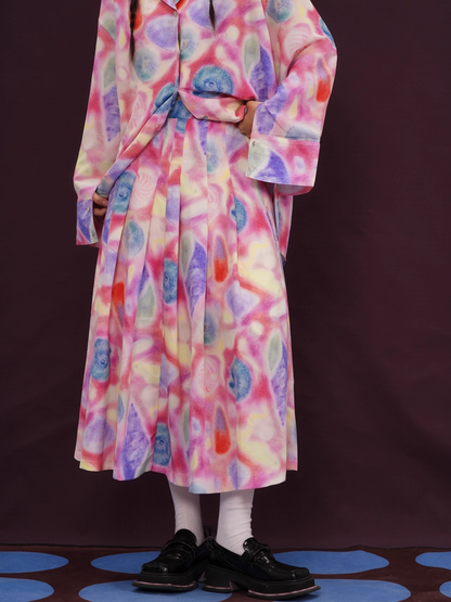 Colorful Seashell Print Long-Sleeve Shirt/Skirt X3392