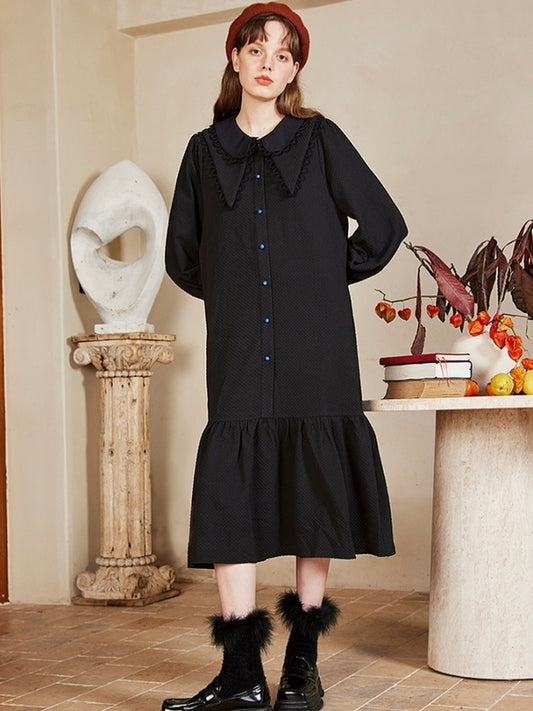 French Pointed Collar Dress X2864