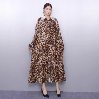 Leopard Print Long Shirt Dress　X3520