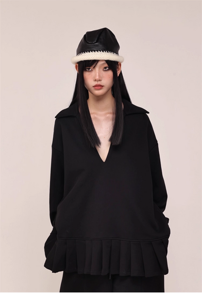 Asymmetric PU-Leather Wool Knit Bucket Hat　X3441