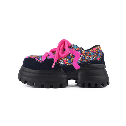 Chunky Platform Colorblock Lace-Up Shoes　X3480