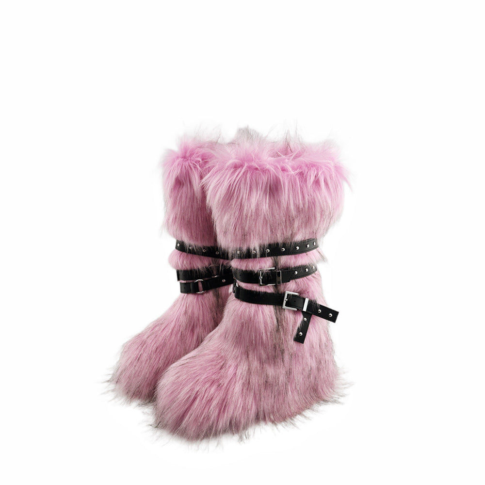 Fur Long Platform Snow Boots　X3423